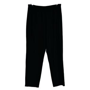 Susan Graver Essentials Sz Large Pants Knit Pull On Taper Leg Black Stretch